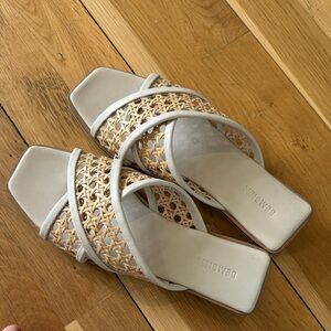 Bembien Woven Slide Mules in Natural and White